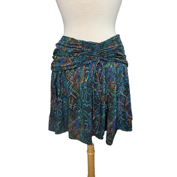 FREE PEOPLE Saturday Sun Mini Skirt in Who Is She Teal Print Size 6 #OB1227062 - Picture 1 of 9
